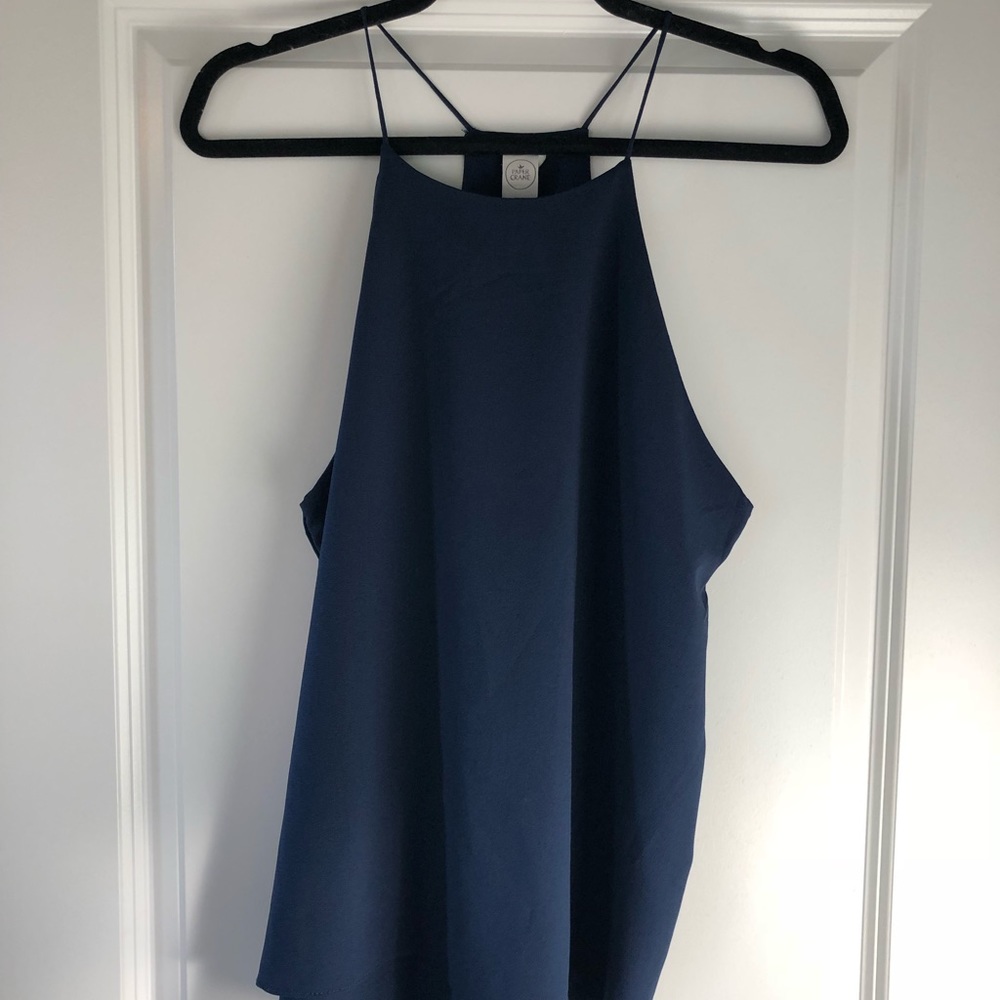 Navy “Paper Crane” Sheer Tank Top Medium